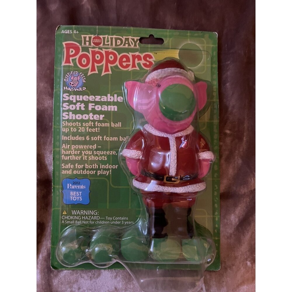 Hog Wild HOLIDAY POPPERS PIG SANTA SUIT Squeezable SOFT FOAM SHOOTER NEW in pack